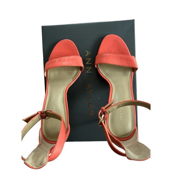 Ann Taylor Elly Leather Stiletto Heeled Sandals Bright Calypso Like New Size 7 - Picture 3 of 11